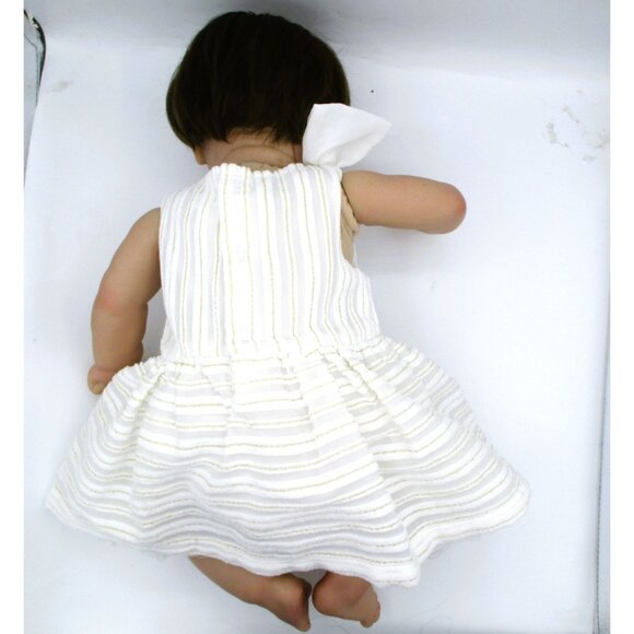 Peaches By C. Brace Reborn Baby Doll - White Striped Dress & Bow - Realistic New - Picture 5 of 13